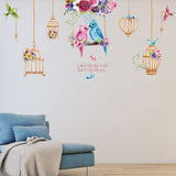 Fashion Birdcage Bird Flower Wall Sticker Home Bedroom Kids Room Decor Art Decal
