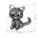 Vintage Women Girls Lovely Cat Kitten Rhinestone Collar Brooch Pin Party Jewelry