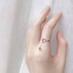 Cute Hollow Cat with Bell Charm Chain Open Ring Women Animal Finger Jewelry