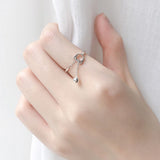 Cute Hollow Cat with Bell Charm Chain Open Ring Women Animal Finger Jewelry