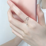 Cute Hollow Cat with Bell Charm Chain Open Ring Women Animal Finger Jewelry