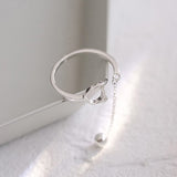 Cute Hollow Cat with Bell Charm Chain Open Ring Women Animal Finger Jewelry