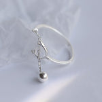 Cute Hollow Cat with Bell Charm Chain Open Ring Women Animal Finger Jewelry