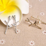 Women Fashion Bird Tree Branches Shape Earrings Concise Alloy Ear Studs Jewelry