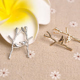 Women Fashion Bird Tree Branches Shape Earrings Concise Alloy Ear Studs Jewelry