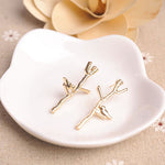 Women Fashion Bird Tree Branches Shape Earrings Concise Alloy Ear Studs Jewelry