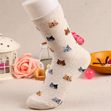 Women's Autumn Winter Stylish Cute Cat Cartoon Animal Pattern Cotton Ankle Socks