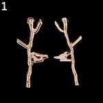 Women Fashion Bird Tree Branches Shape Earrings Concise Alloy Ear Studs Jewelry
