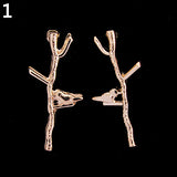 Women Fashion Bird Tree Branches Shape Earrings Concise Alloy Ear Studs Jewelry
