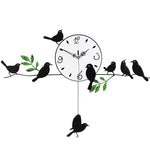 Creative Modern Birds Analog Silent Quartz Swing Wall Clock Home Decor Gift