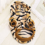 Dog Puppy Hoodie Tiger Style Warm Flannel Dog Clothing Costume Winter Warm Coat