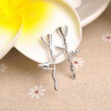 Women Fashion Bird Tree Branches Shape Earrings Concise Alloy Ear Studs Jewelry