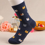 Women's Autumn Winter Stylish Cute Cat Cartoon Animal Pattern Cotton Ankle Socks