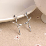Women Fashion Bird Tree Branches Shape Earrings Concise Alloy Ear Studs Jewelry