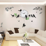 Creative Modern Birds Analog Silent Quartz Swing Wall Clock Home Decor Gift
