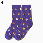 Women's Autumn Winter Stylish Cute Cat Cartoon Animal Pattern Cotton Ankle Socks