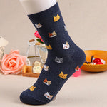 Women's Autumn Winter Stylish Cute Cat Cartoon Animal Pattern Cotton Ankle Socks