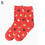 Women's Autumn Winter Stylish Cute Cat Cartoon Animal Pattern Cotton Ankle Socks
