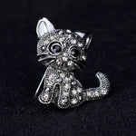 Vintage Women Girls Lovely Cat Kitten Rhinestone Collar Brooch Pin Party Jewelry