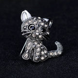 Vintage Women Girls Lovely Cat Kitten Rhinestone Collar Brooch Pin Party Jewelry