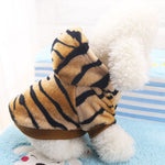 Dog Puppy Hoodie Tiger Style Warm Flannel Dog Clothing Costume Winter Warm Coat