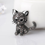 Vintage Women Girls Lovely Cat Kitten Rhinestone Collar Brooch Pin Party Jewelry