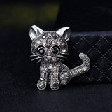 Vintage Women Girls Lovely Cat Kitten Rhinestone Collar Brooch Pin Party Jewelry