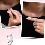 Women's Fashion Cute Kitten Rhinestone Pendant Silver Plated Chain Necklace