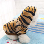 Dog Puppy Hoodie Tiger Style Warm Flannel Dog Clothing Costume Winter Warm Coat