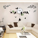 Creative Modern Birds Analog Silent Quartz Swing Wall Clock Home Decor Gift