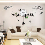 Creative Modern Birds Analog Silent Quartz Swing Wall Clock Home Decor Gift