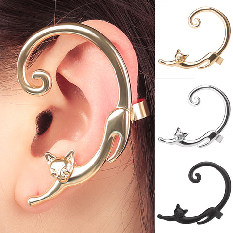 1Pc Fashion Women Cartoon Cat Earrings Piercing Ear Cuff Wraps Party Jewelry