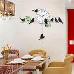 Creative Modern Birds Analog Silent Quartz Swing Wall Clock Home Decor Gift