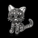 Vintage Women Girls Lovely Cat Kitten Rhinestone Collar Brooch Pin Party Jewelry