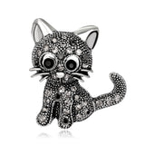 Vintage Women Girls Lovely Cat Kitten Rhinestone Collar Brooch Pin Party Jewelry