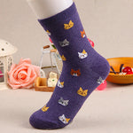 Women's Autumn Winter Stylish Cute Cat Cartoon Animal Pattern Cotton Ankle Socks