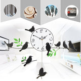Creative Modern Birds Analog Silent Quartz Swing Wall Clock Home Decor Gift