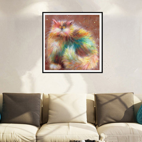 Cute Cat Kitten 5D DIY Embroidery Diamond Painting Home Wall Decor Hand Craft