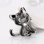 Vintage Women Girls Lovely Cat Kitten Rhinestone Collar Brooch Pin Party Jewelry